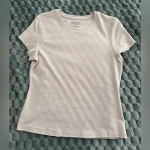 Adrienne Vittadini Pale Pink Short Sleeve Crewneck Tee